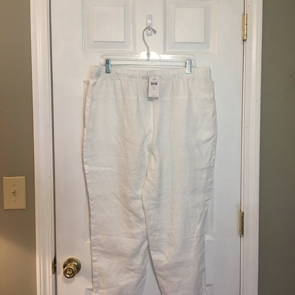 NWT PURE JILL J.JILL SZ XL LINEN CROPPED DRAWSTRING PANTS - Picture 3 of 7